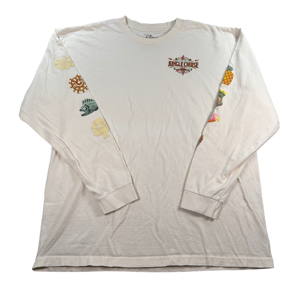 Disney Shirt Jungle Cruise Rivers of the World Cotton 2X Cream‎ Graphic Tee Mens